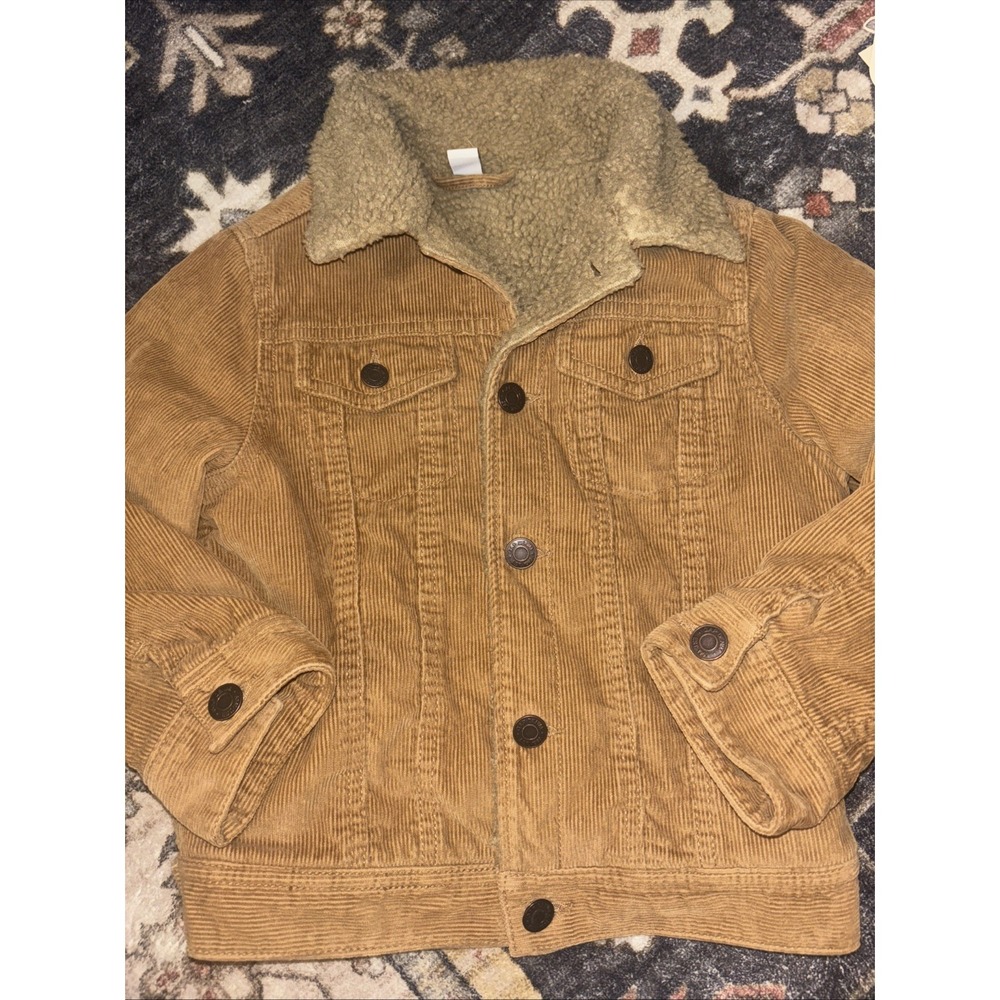 Gap Kid's Sherpa Lined Trucker Corduroy  Jacket - Brown Tan Caramel Boys Size 5